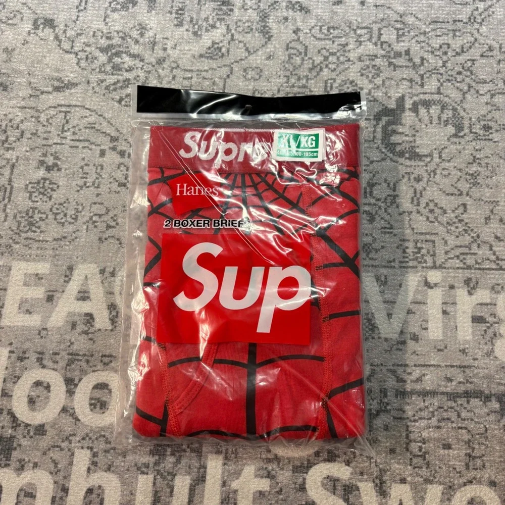 Supreme Hanes Spider-Man Boxer Briefs 2-Pack Red Web Marvel XL SS26A66